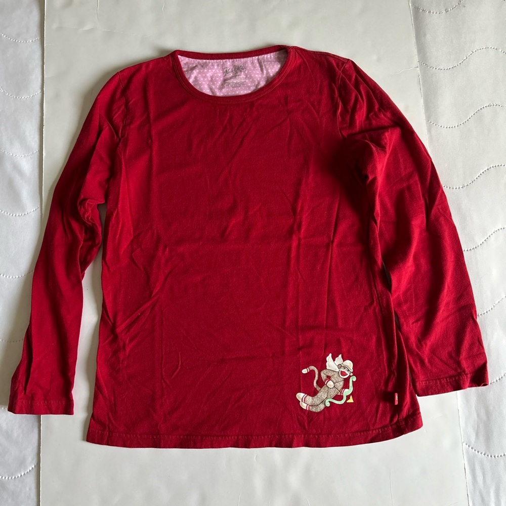 Nick & Nora Valentines long sleeved pajama top, red, S